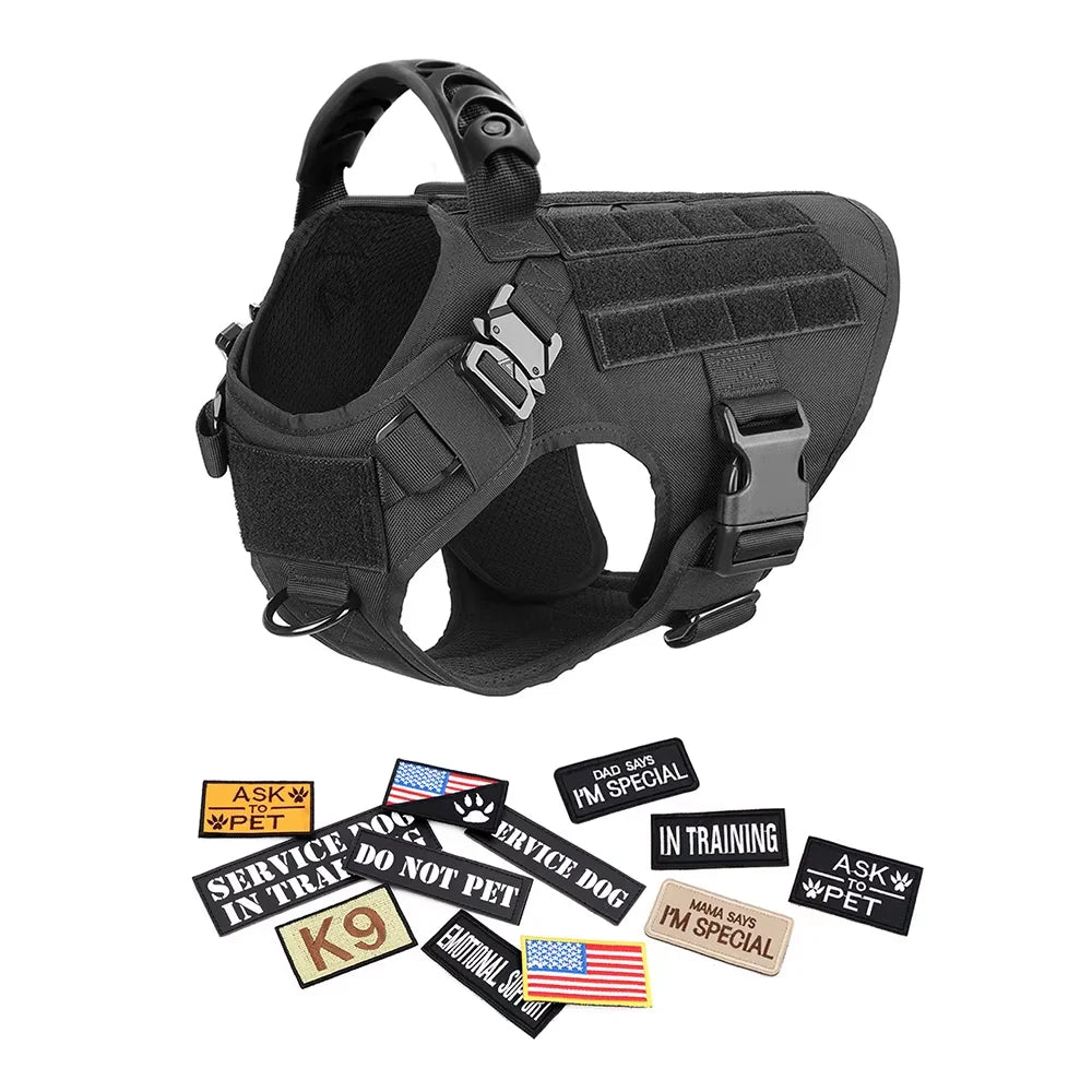 Military Large Dog Harness Vest For Training And Tactical Gear