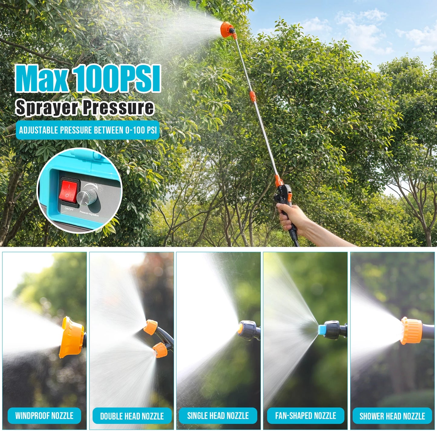 Battery Powered Backpack Sprayer 100 PSI Garden Sprayer Makita Compatible
