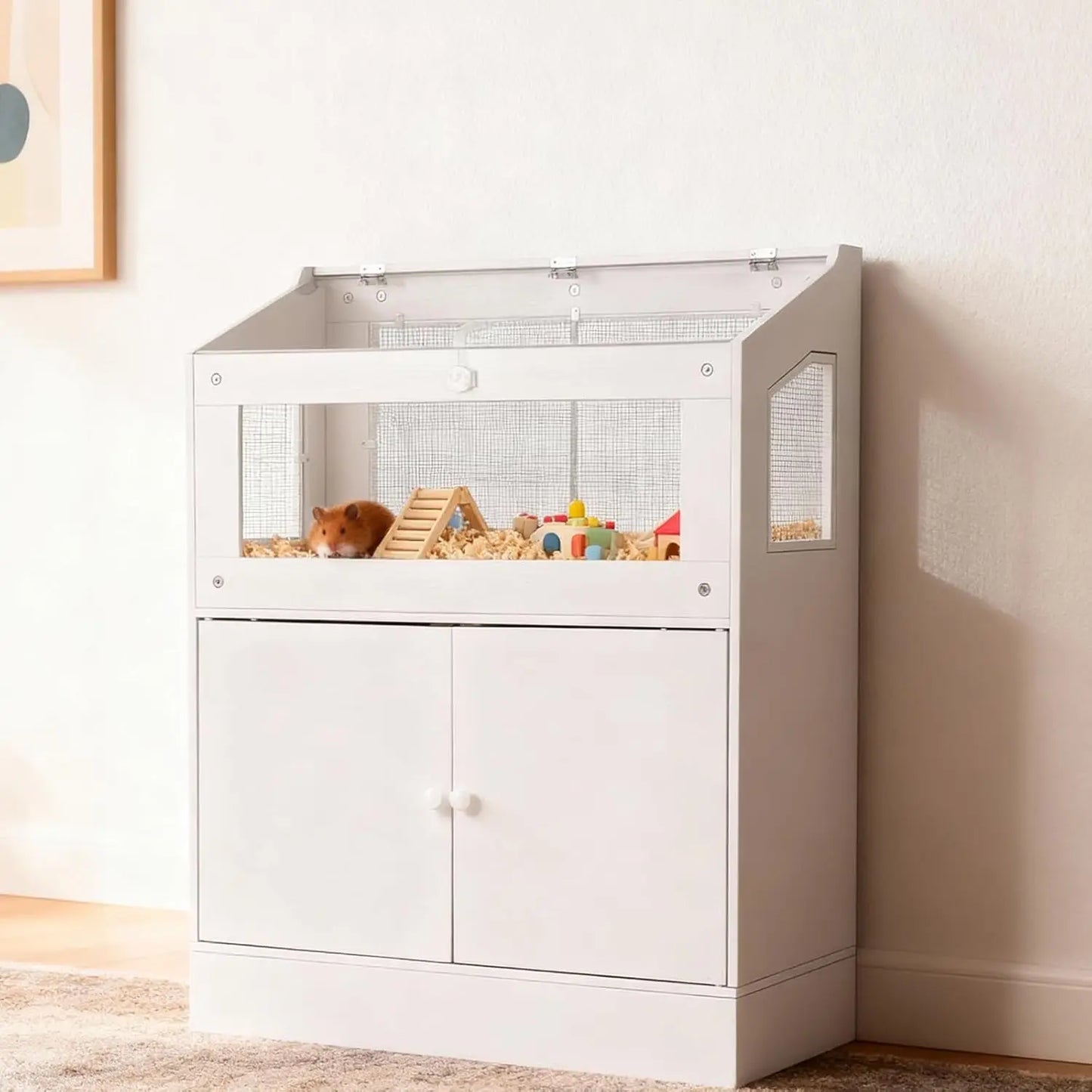 HiMISS Large Acrylic Hamster Cage With Storage Cabinet