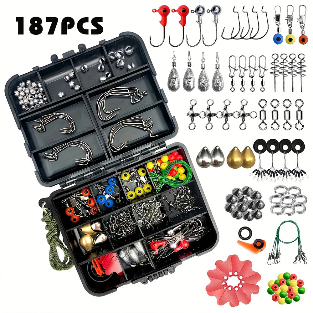 187 Piece Ultimate Fishing Kit With Tackle Box And Accessories