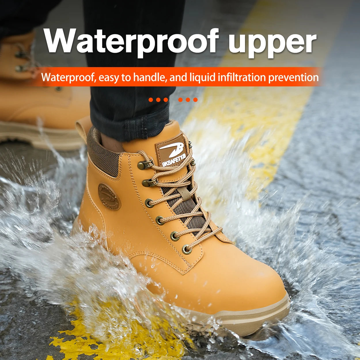 High-Top PU Safety Shoes For Men Anti-Smash Anti-Puncture Breathable