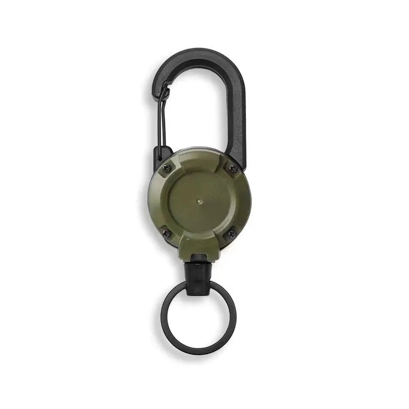 Retractable Heavy Duty Carabiner With Steel Wire Rope Buckle Key Ring