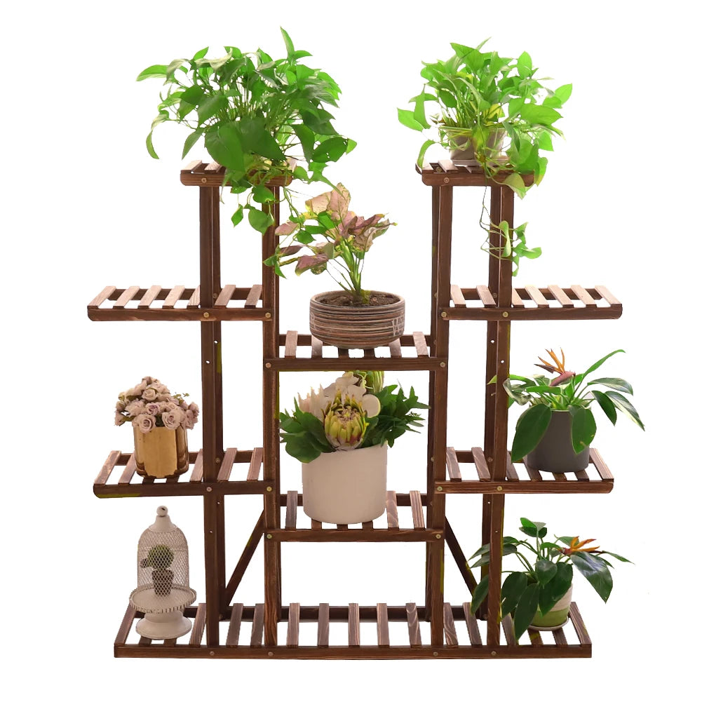Wisfor Wooden Plant Shelf Indoor Outdoor MultiTier Plant Display Stand