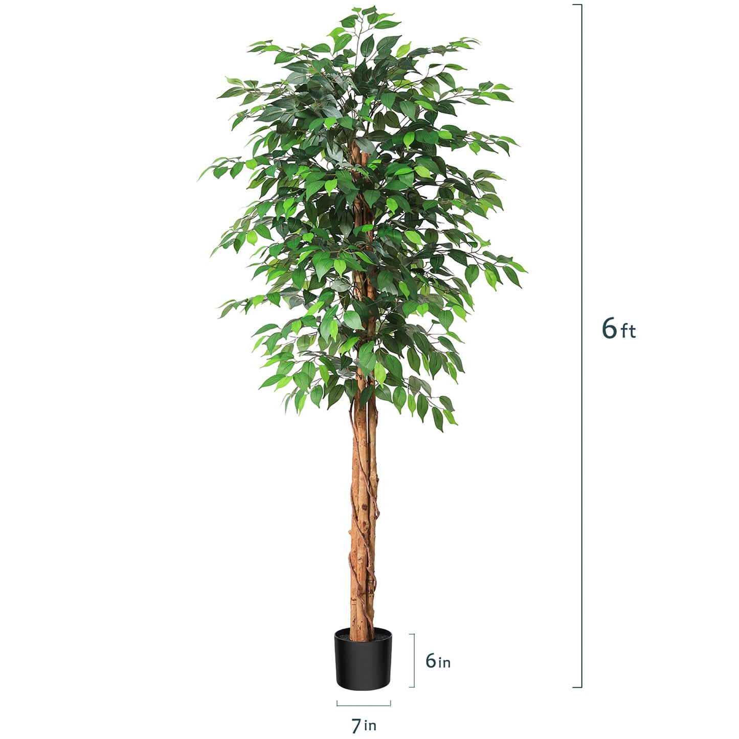 Kazeila Artificial Ficus Tree With Natural Curved Trunk Home Office Decor