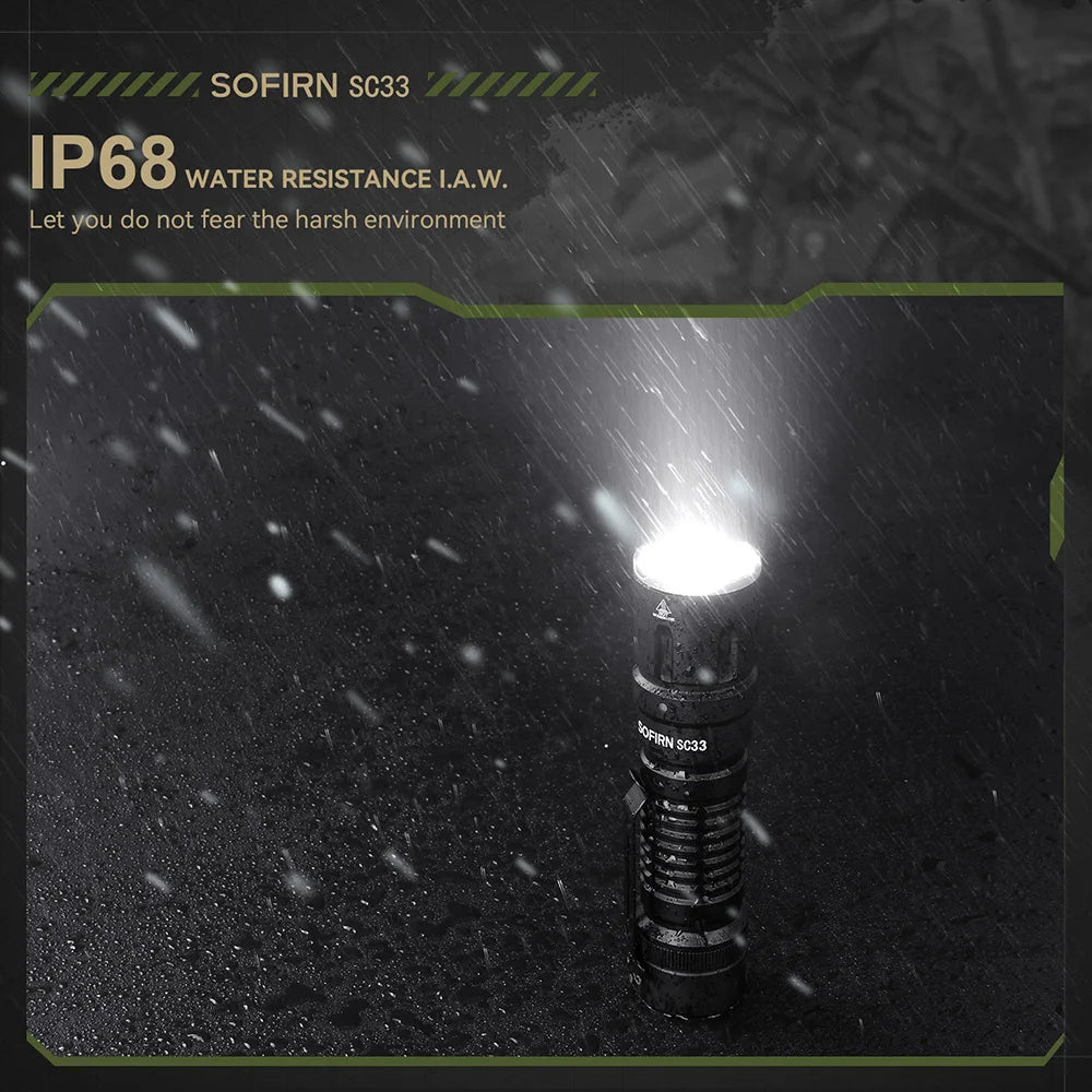 Sofirn SC33 LED Tactical Flashlight XHP70.3 HI 5200lm Rechargeable