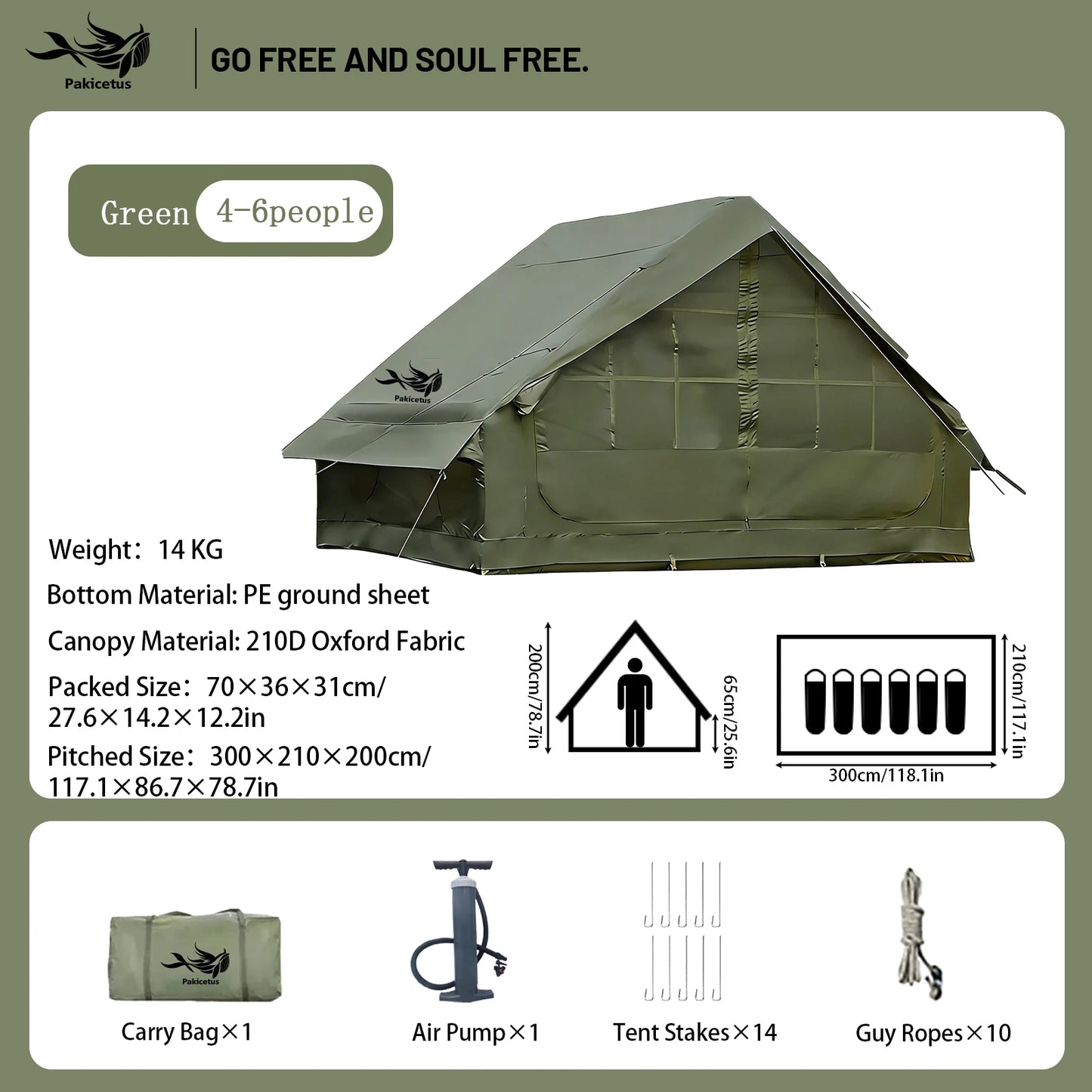 Pakicetus Quick Setup Inflatable Camping Tent Waterproof