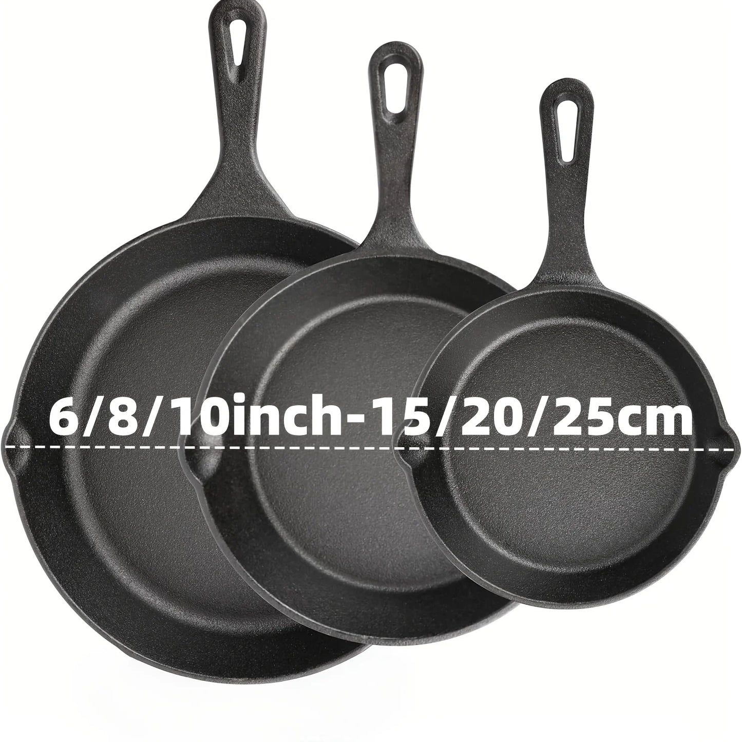 AEDG Cast Iron Skillet Set Preseasoned Heavy Duty Pans