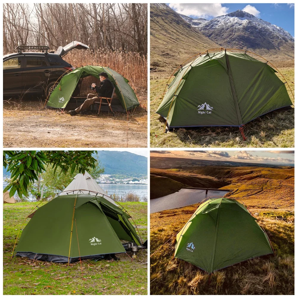 Night Cat Two Person Backpacking Tent Ultralight Waterproof Double Layers