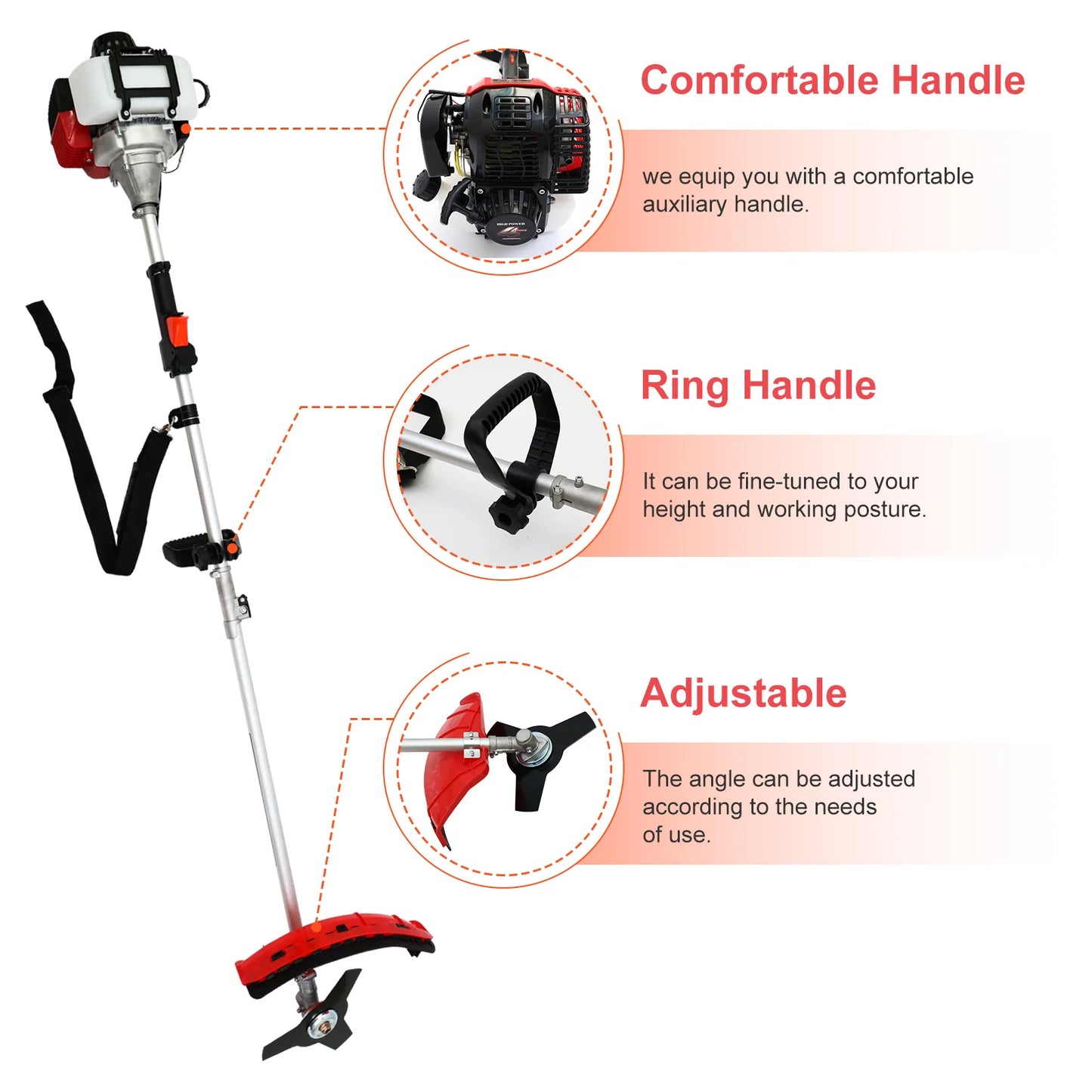 Gas Weed Eater 31cc 4-Stroke Trimmer For Lawns And Gardens