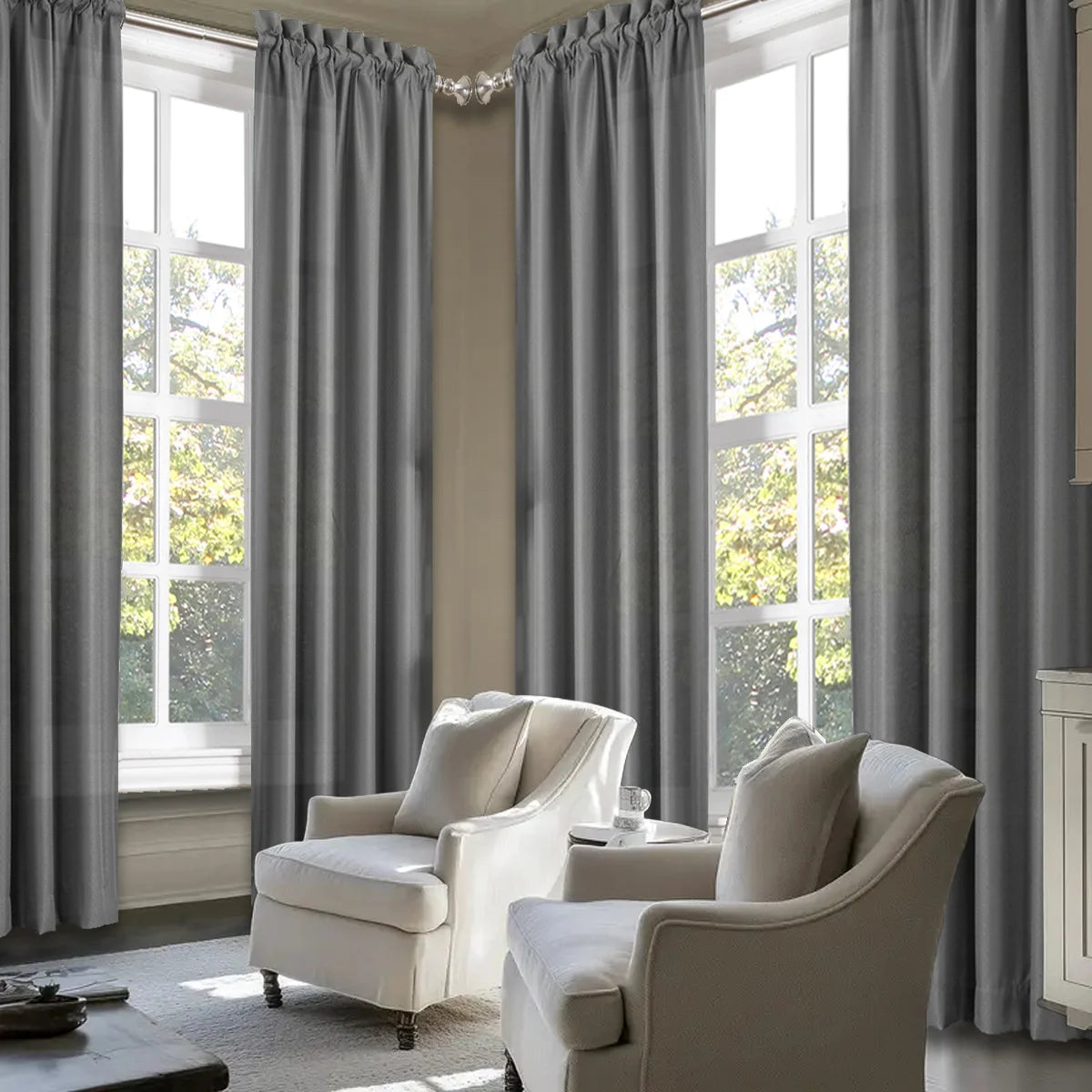 SABALANICA Light Filtering Curtains 4-Piece Rod Pocket Polyester Living Room