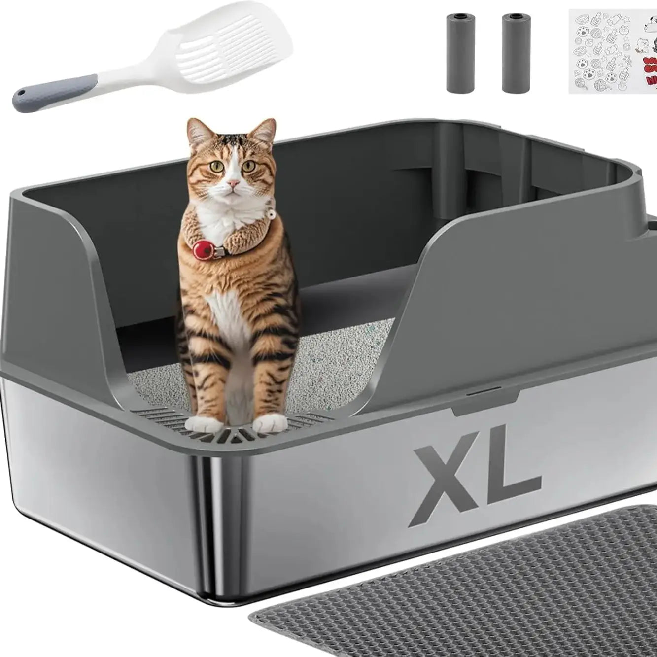 Stainless Steel Cat Litter Box Splashproof and Leakproof