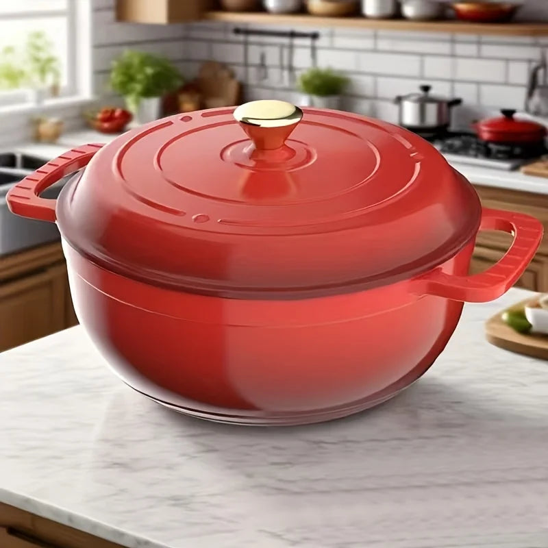 Cast Iron Dutch Oven With Lid Enamel Finish For Braising