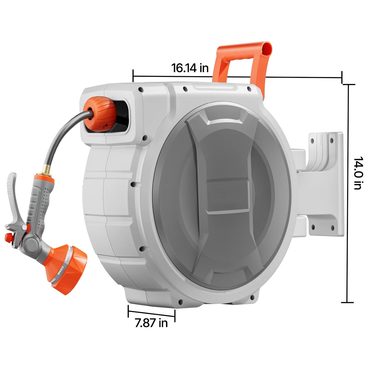 SucceBuy Retractable Wall Mounted Hose Reel With 9 Pattern Nozzle
