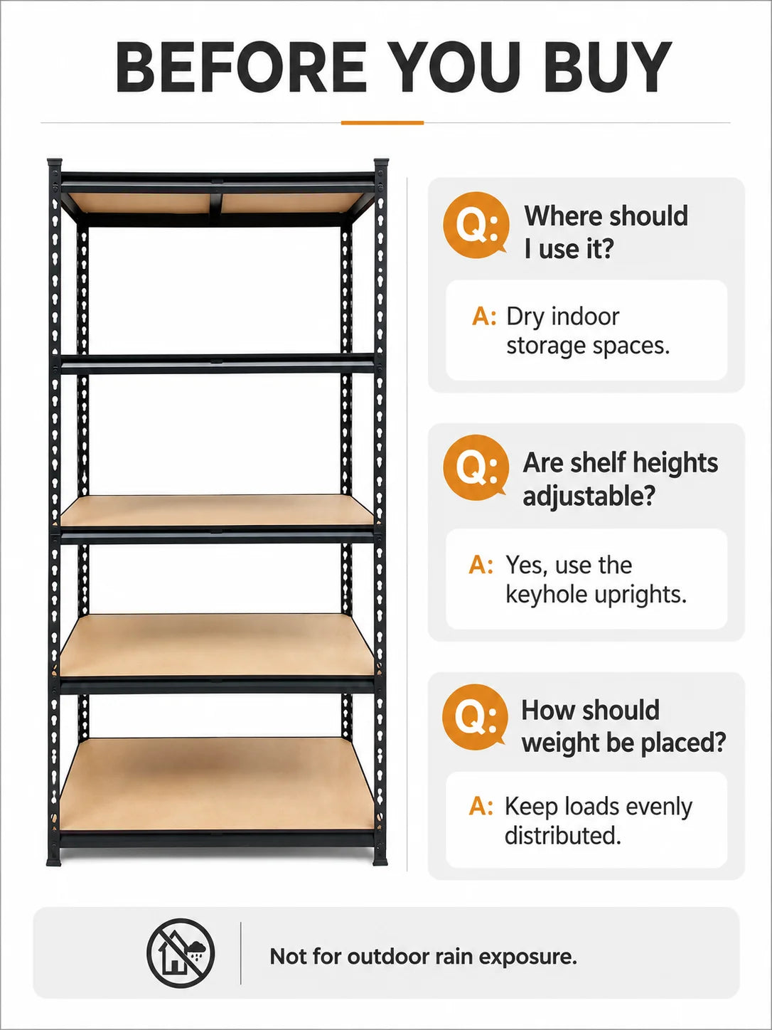 Five-Tier Garage Shelving Unit With Steel Rack MDF Boards