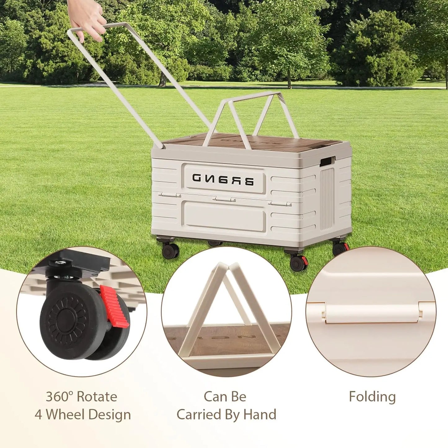 360° Rotating Foldable Storage Cart Heavy Duty Mobile Organizer