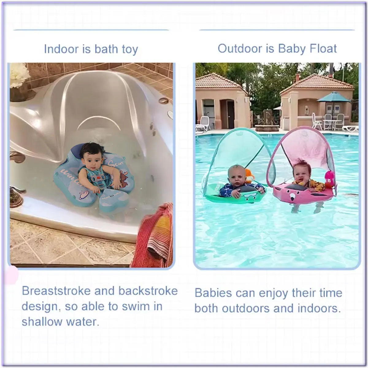Mambobaby Non-Inflatable Safe Solid Core Baby Swimming Buoy Canopy