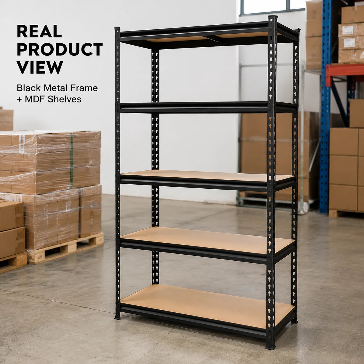 Five-Tier Garage Shelving Unit With Steel Rack MDF Boards