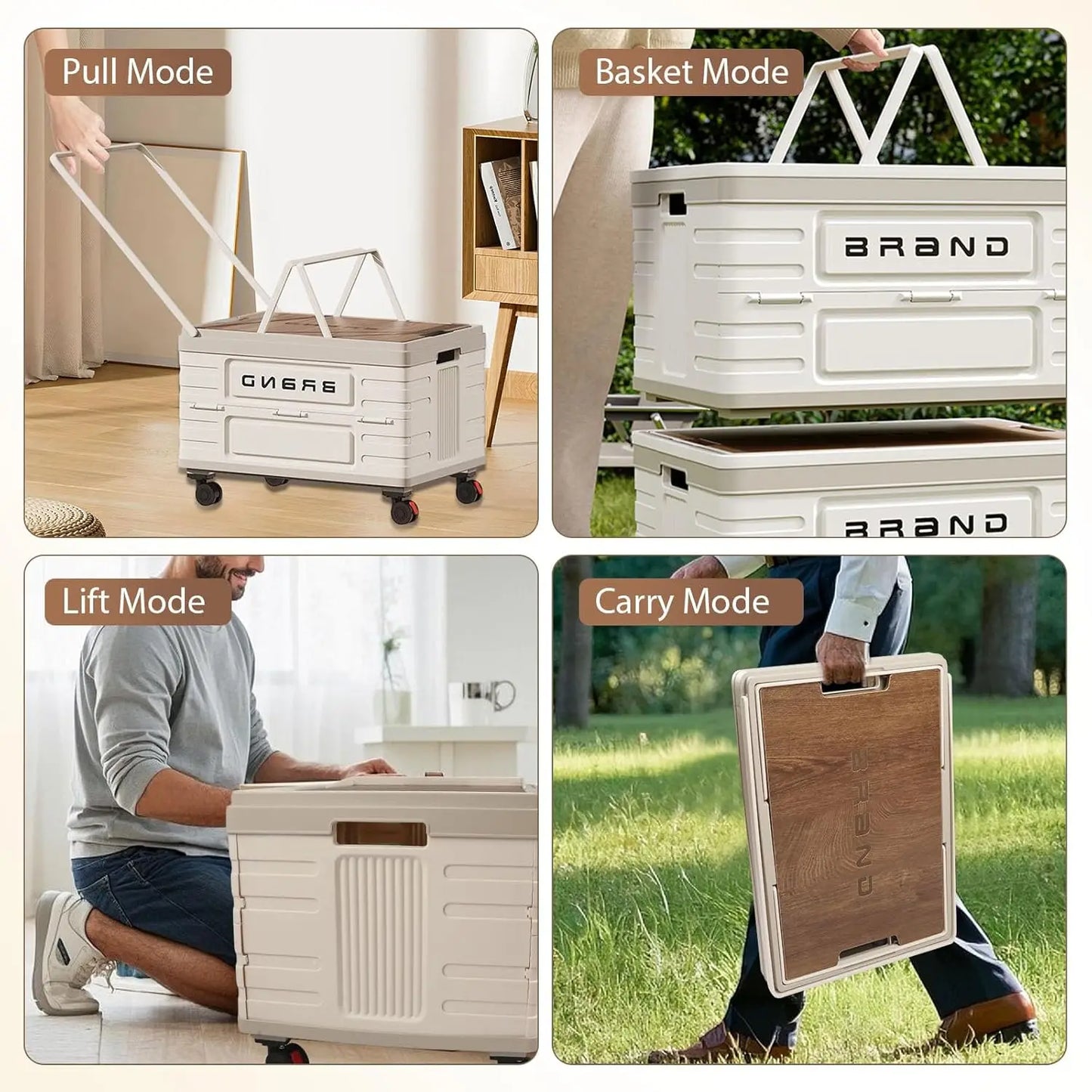 360° Rotating Foldable Storage Cart Heavy Duty Mobile Organizer