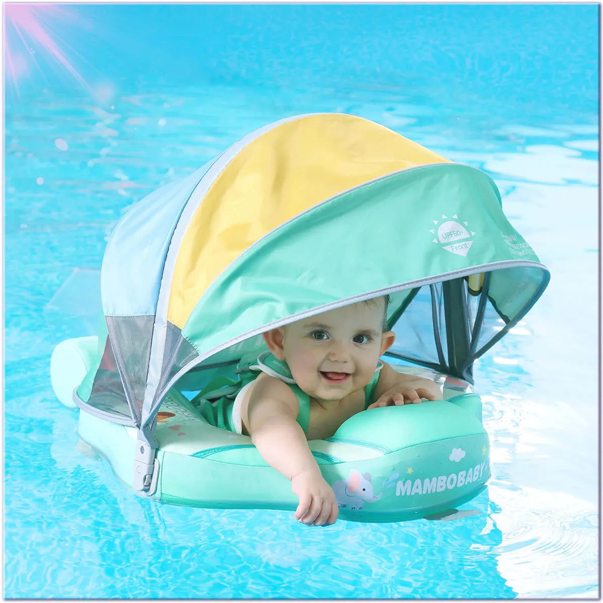 Mambobaby Non-Inflatable Safe Solid Core Baby Swimming Buoy Canopy