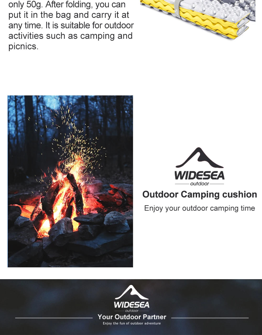 Widesea Outdoor Foldable Camping Mat Seat Ultralight Cushion