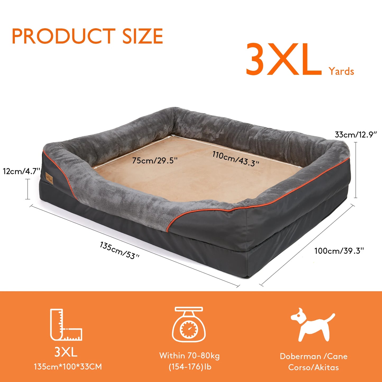 BINGOPAW Dog Bed Anti Allergy Warm Fleece Removable Waterproof Cover