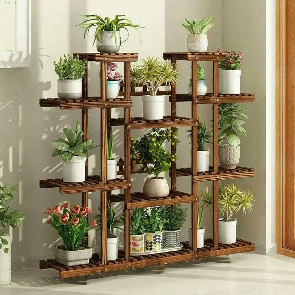 Wisfor Wooden Plant Shelf Indoor Outdoor MultiTier Plant Display Stand
