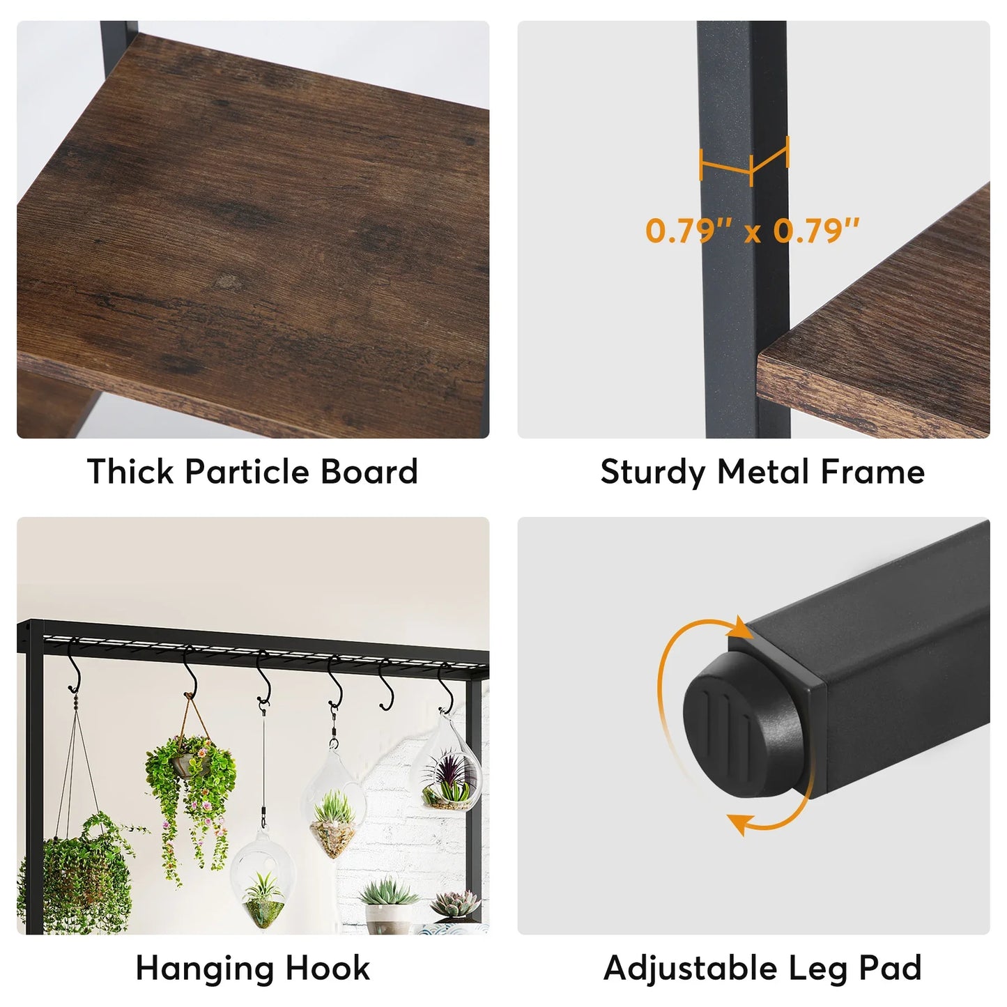 Tribesigns Five Tier Tall Indoor Plant Stand With Hooks