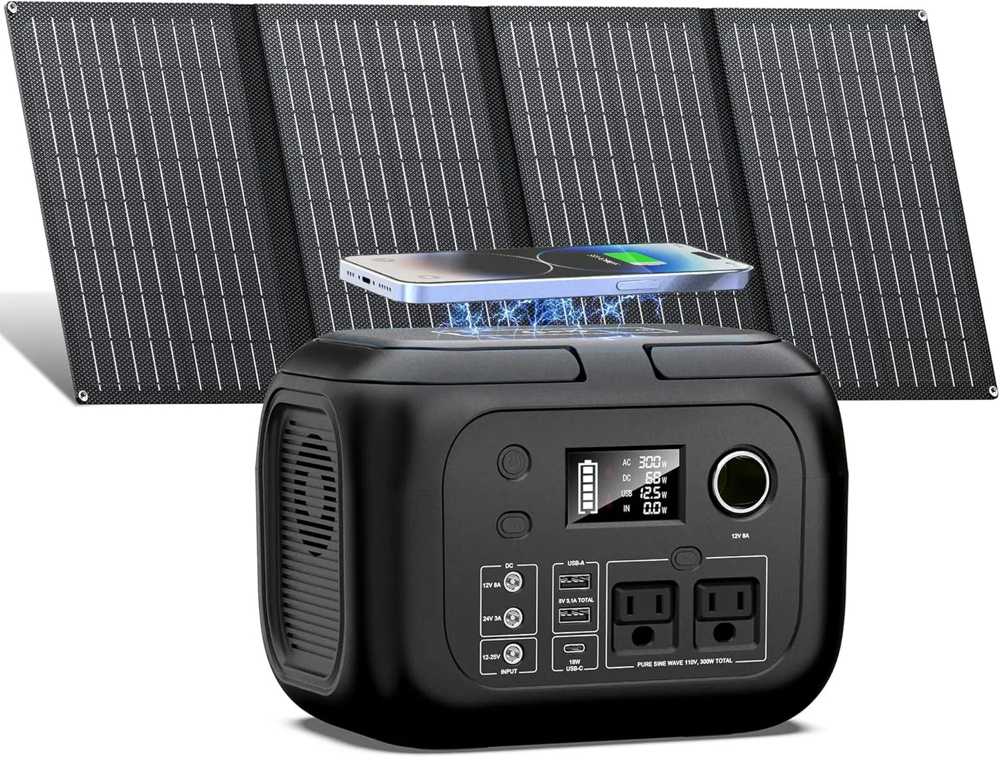 SinKeu Portable Power Station Solar Generator With AC Outlet 110V