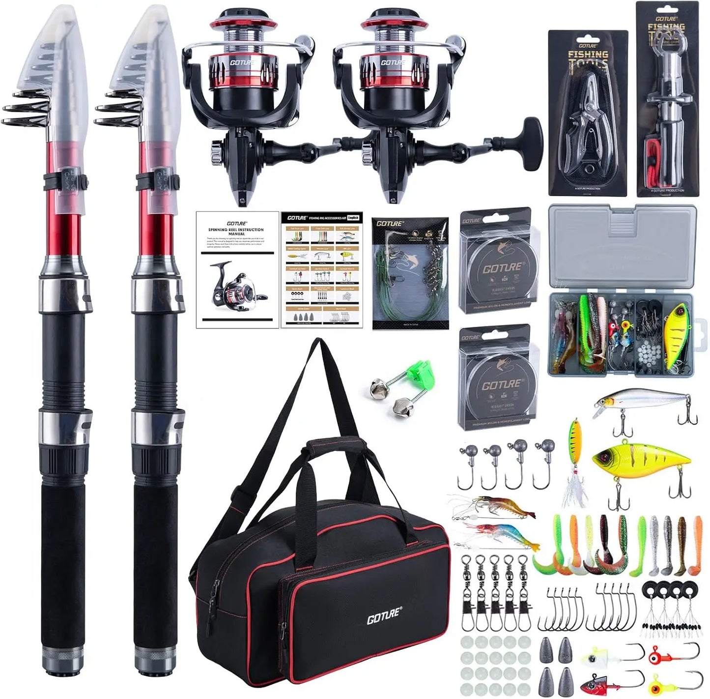 Telescopic Rod And Reel Combo Kit With Carrier Bag