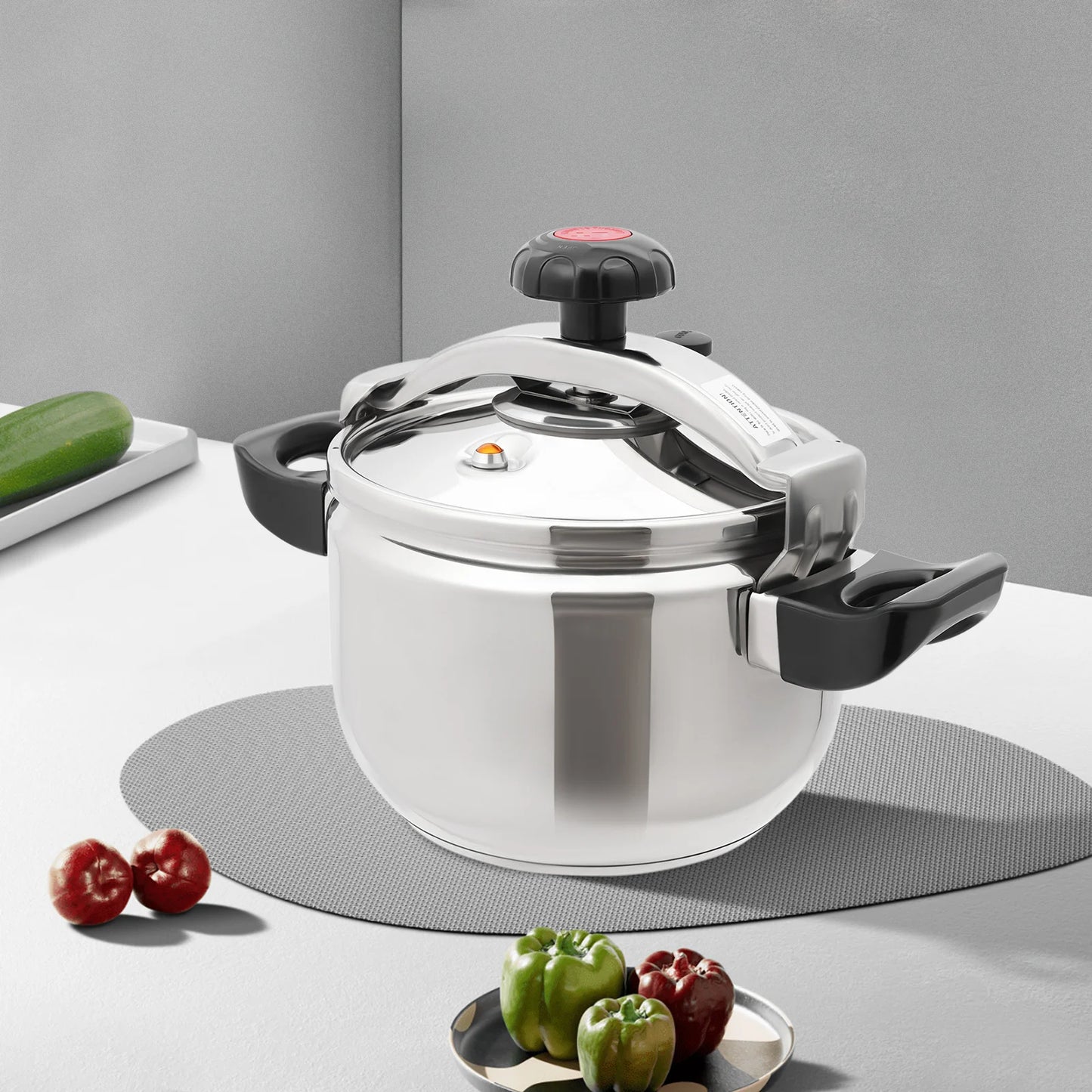 Bymaocar Silver 201 Stainless Steel Round Pressure Cooker