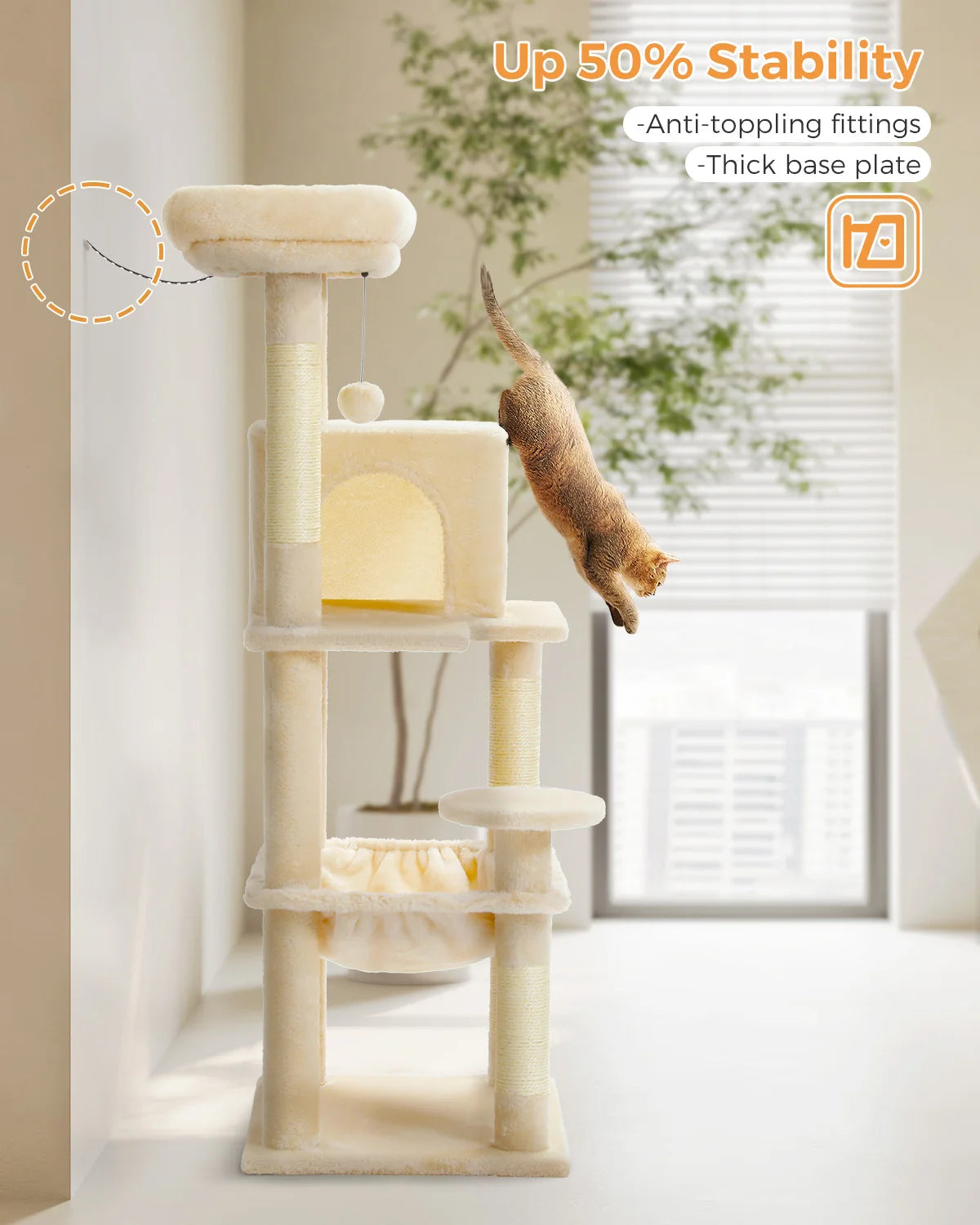 PawZ Road 5 Tier Indoor Cat Tree With Hammock