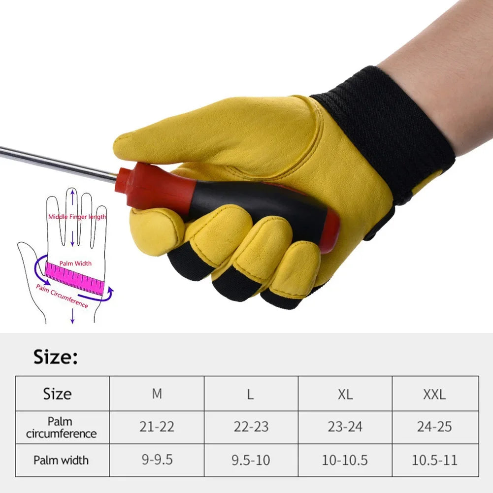 Cowhide Leather Work Gloves for Safety and Labour Protection