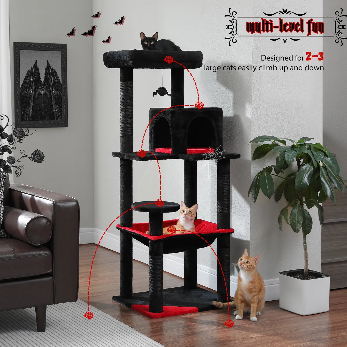 PawZ Road 5 Tier Indoor Cat Tree With Hammock