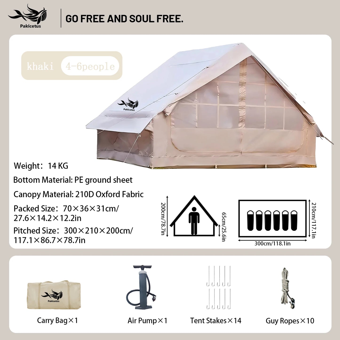 Pakicetus Quick Setup Inflatable Camping Tent Waterproof