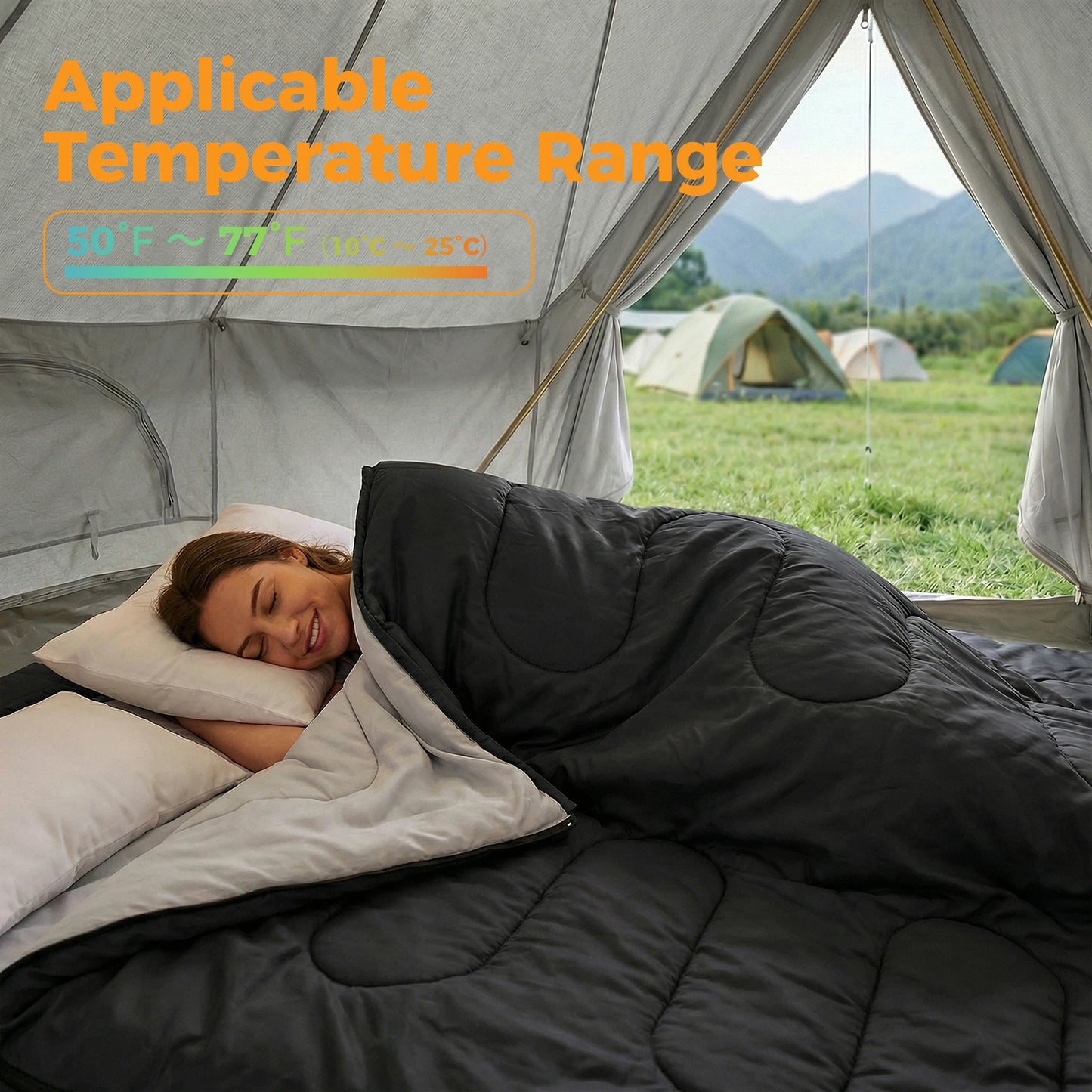 JHK Double Sleeping Bag For Adults With Pillow 3 Season