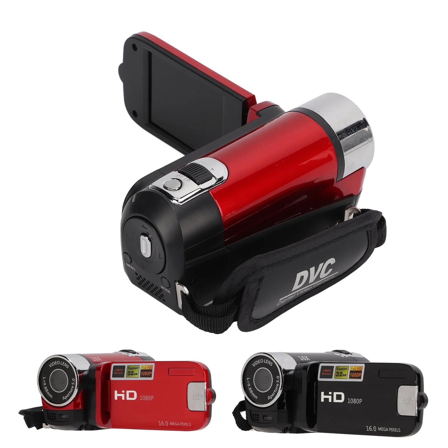 Arealer Video Camera Camcorder 16MP 270 Degree Rotation 1080P