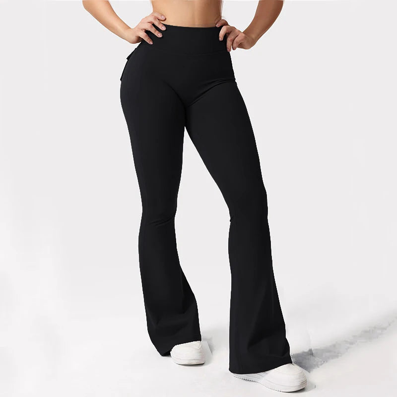 Summer Women's Cargo Pocket Fitness Tights High Waist Yoga Pants