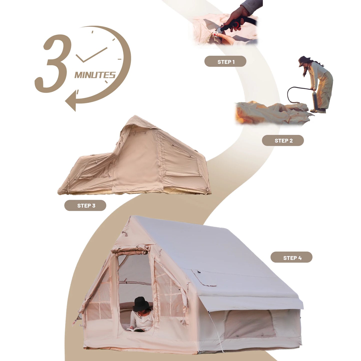 Pakicetus Quick Setup Inflatable Camping Tent Waterproof