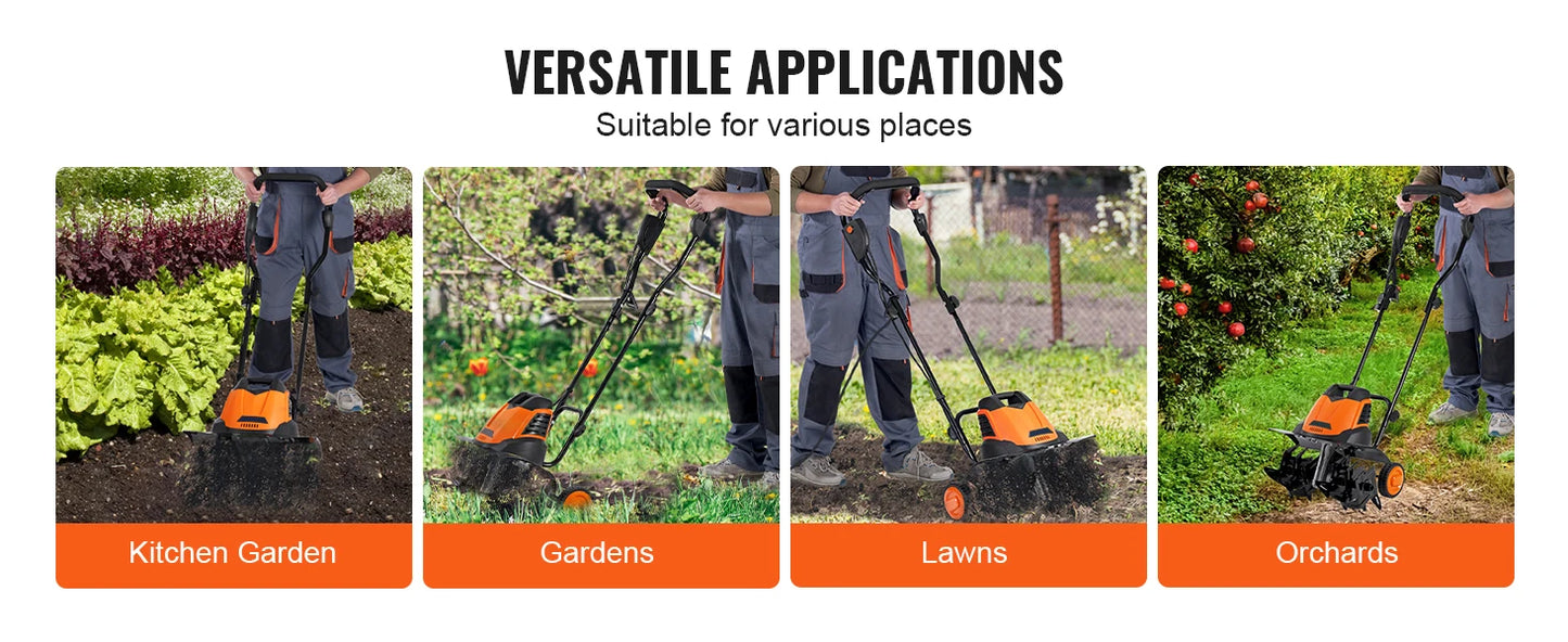 SucceBuy 12 Amp Corded Electric Tiller Cultivator Rototiller