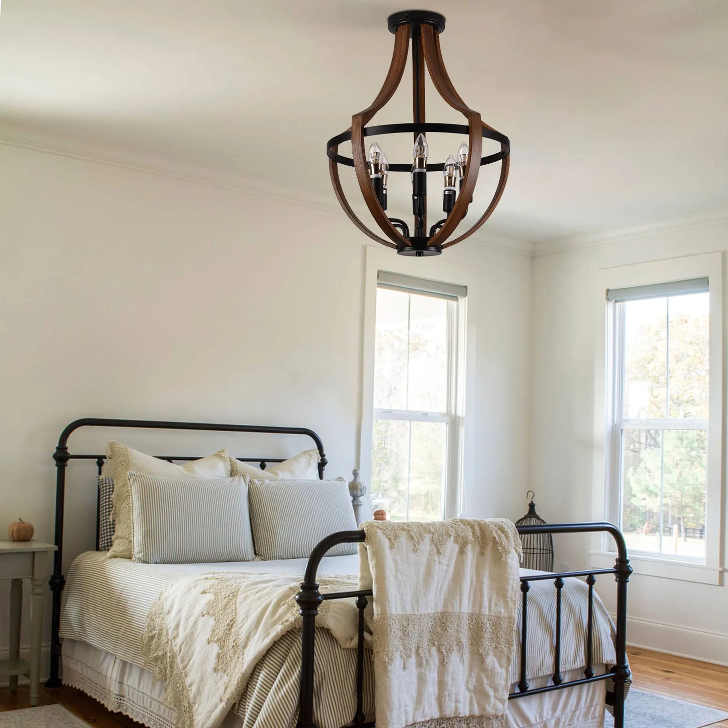 Modern Rustic Wood Pendant Light Fixture For Kitchen And Dining