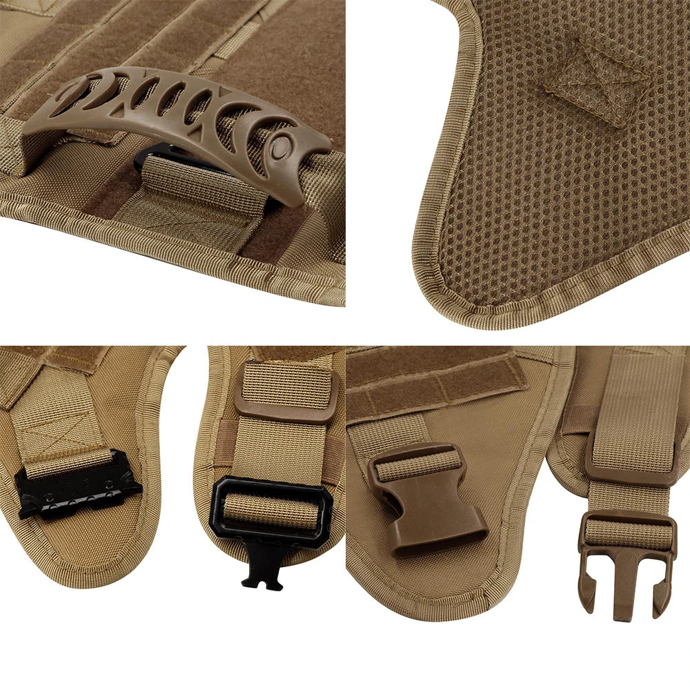 Nylon Tactical Dog Harness With Molle Pouches For Medium Dogs