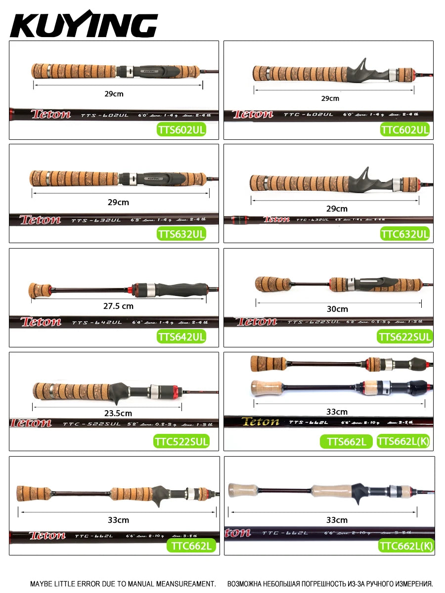 KUYING TETON LUL SUL Fishing Rod Carbon Fuji Guides 1-10g