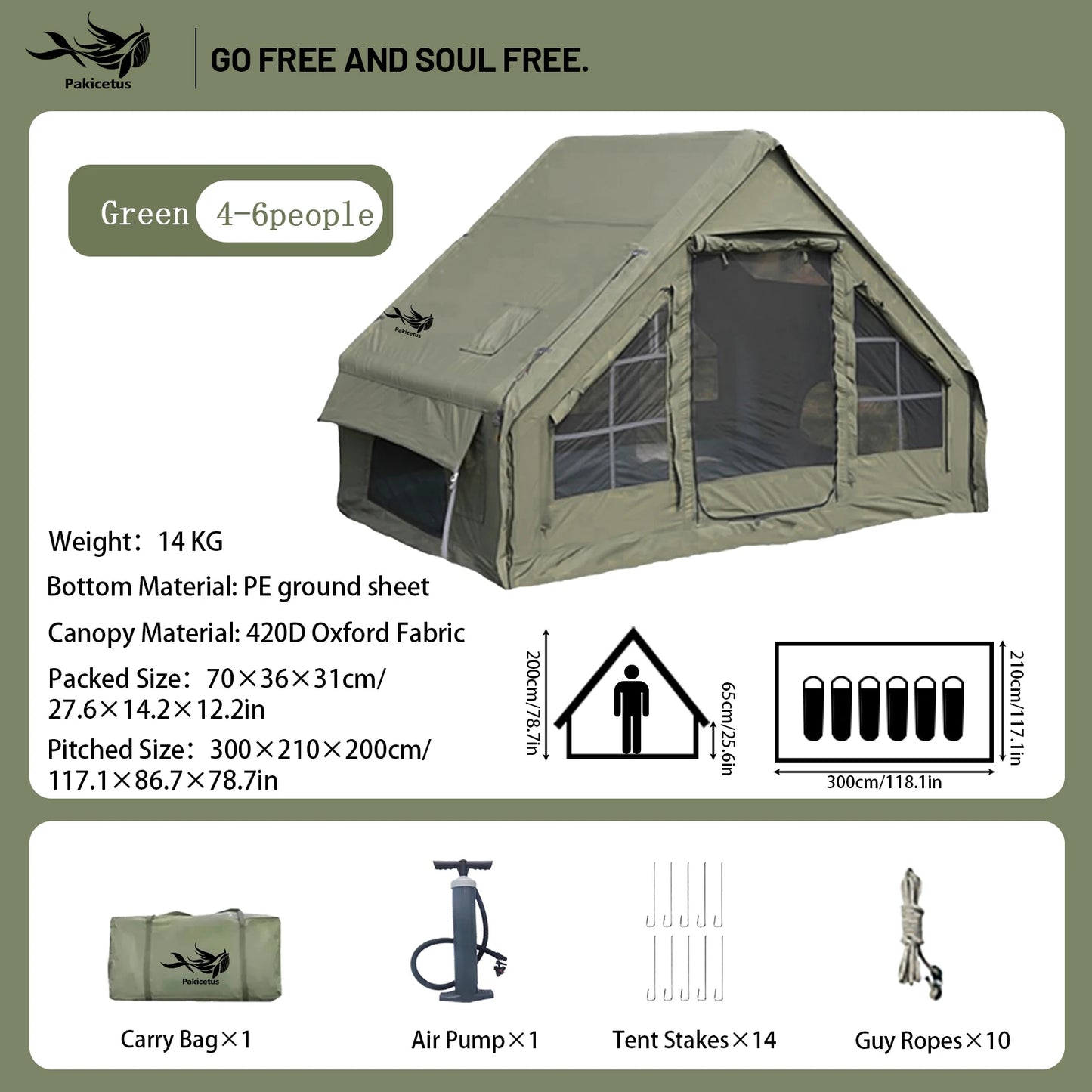 Pakicetus Quick Setup Inflatable Camping Tent Waterproof