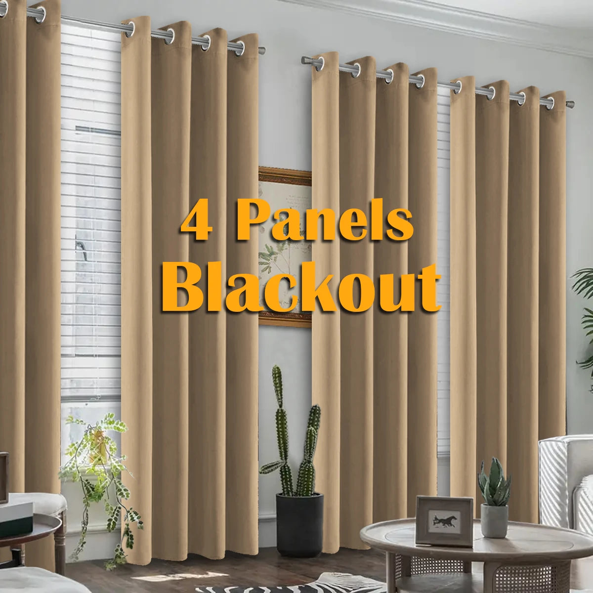 Blackout Curtains 4-Piece Set Heat Insulated For Bedroom And Living Room