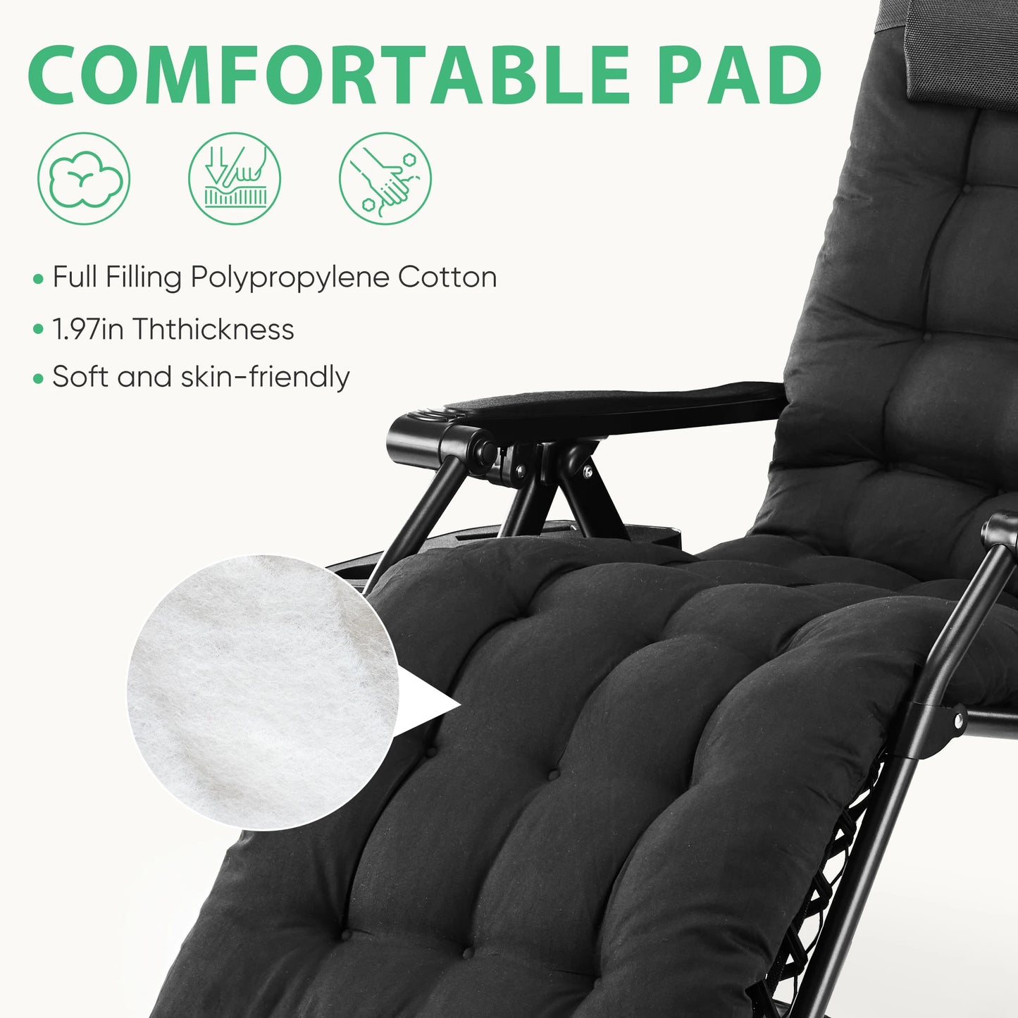 JHK Zero Gravity Recliner Folding Lounge Chair With Cup Holders