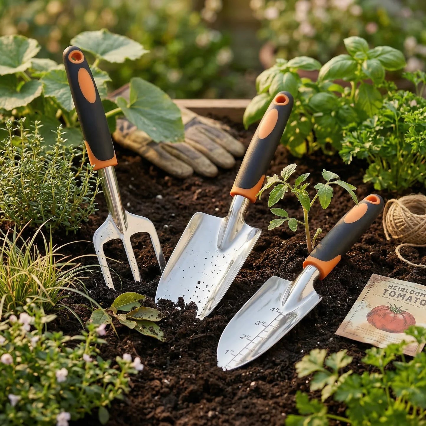 Stainless Steel Gardening Tools Set Three Piece With Ergonomic Handles