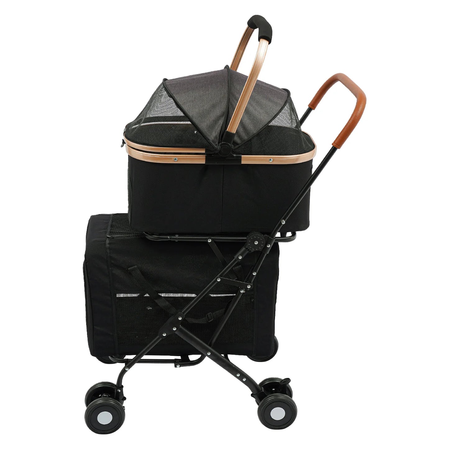 3-In-1 Foldable Pet Stroller With Carriers For Medium Dogs