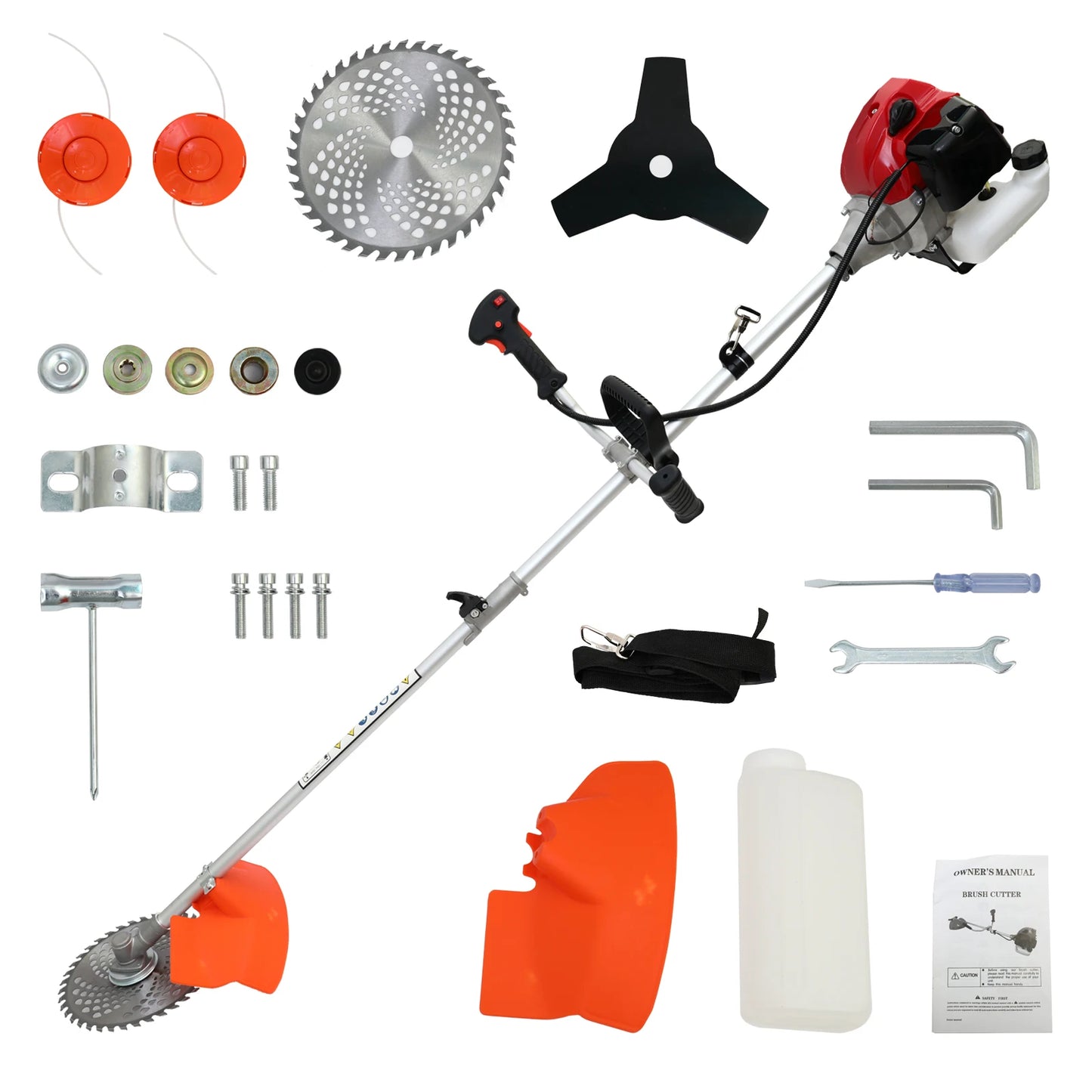 Gas Powered 4-In-1 Weed Wacker And Brush Cutter With Heads
