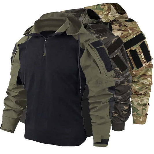 AUKUPKEECN Outdoor Camo Tactical Hooded Shirt for Men