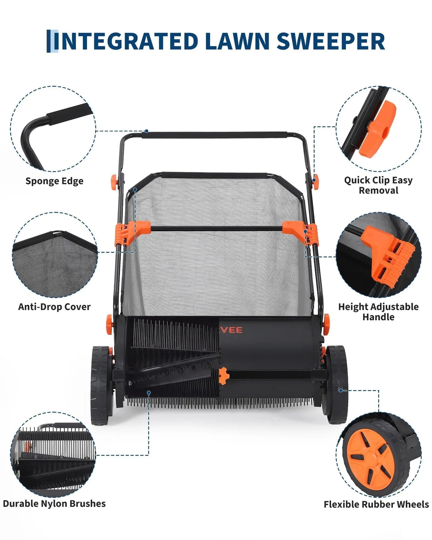 Studyset 30 Inch Heavy Duty Lawn Sweeper With Mesh Bag